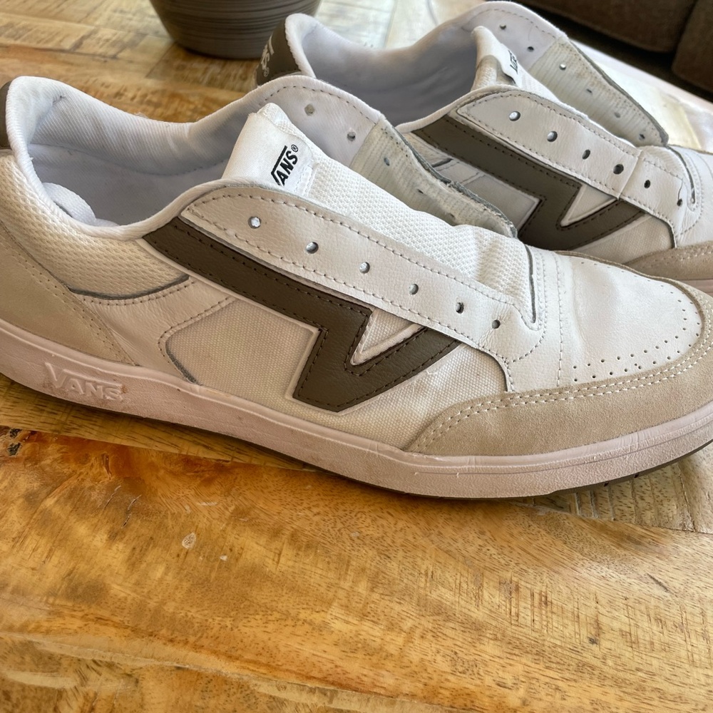 Vans White and Tan Lowland Sneakers with Classic Design Size 11